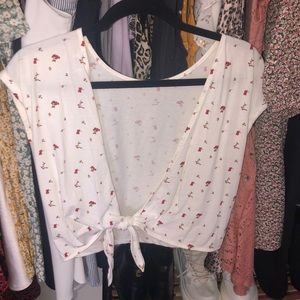 Aritzia floral tie top